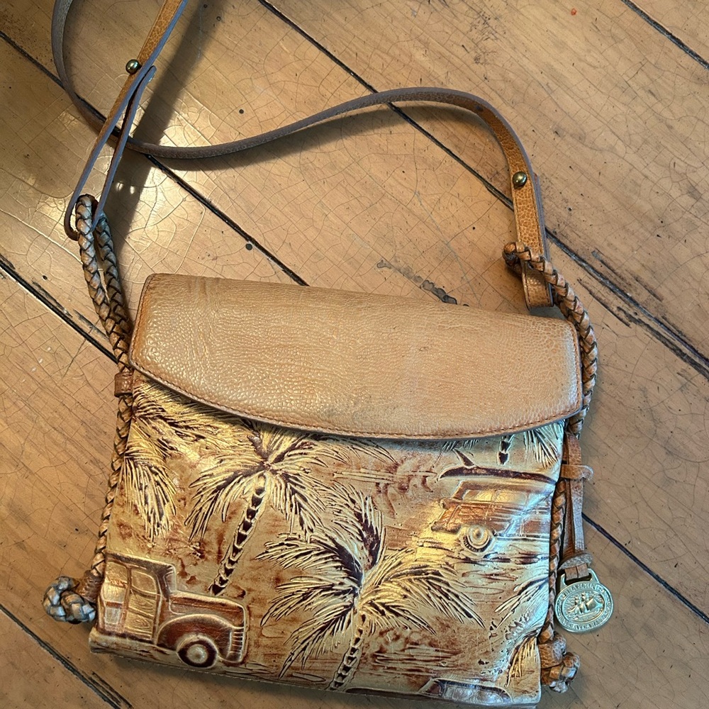 Vintage Brahmin (Copa Cabana) Palm Tree Tan Crossbody Bag